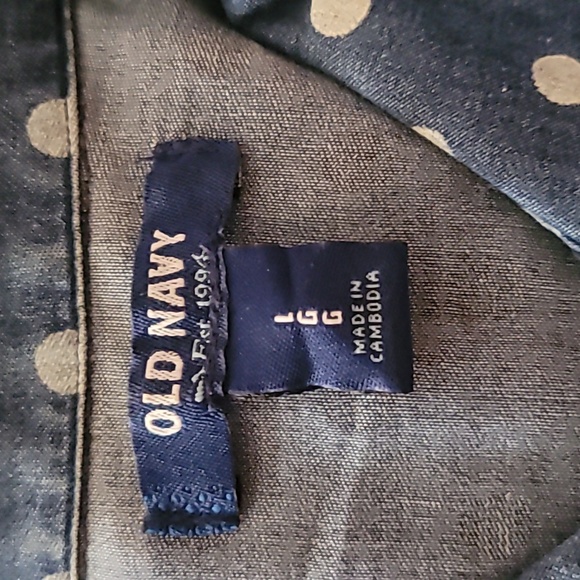Old navy button-down blue with white polkadot shirt sizes L - Picture 3 of 4